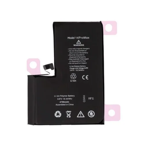 Repuesto para Bateria iPhone 14 Pro Max de alta capacidad, programable y de 4790 mAh.