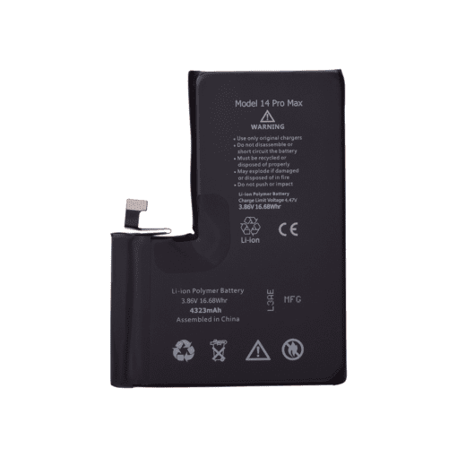 Repuesto para Bateria iPhone 14 Pro Max de alta capacidad de 4323 mAh. Mostrara mensaje de "Pieza desconocida".