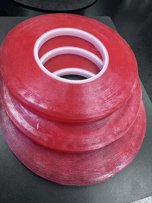 CINTA ADHESIVA DE 8MM DOBLE CARA ROJA DE 25 M